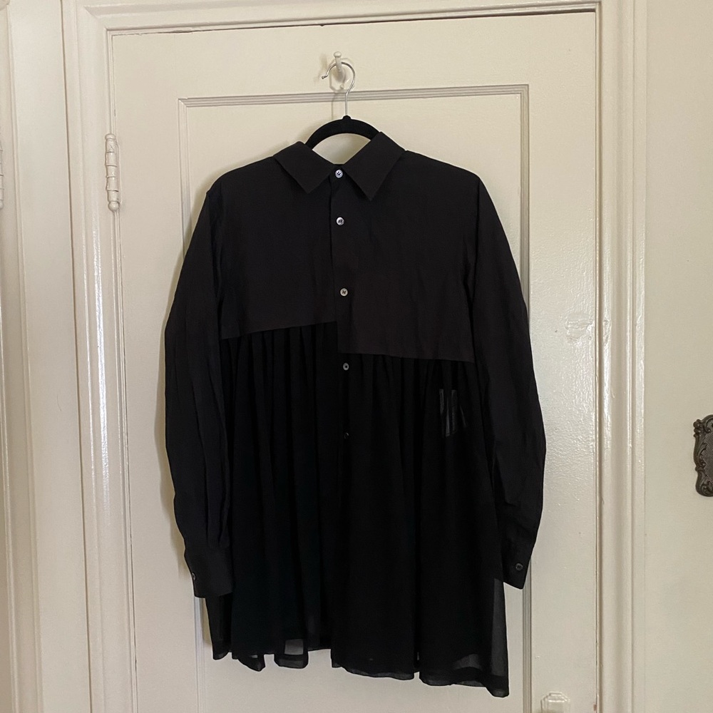 Comme des Garçons black pleated shirt size L